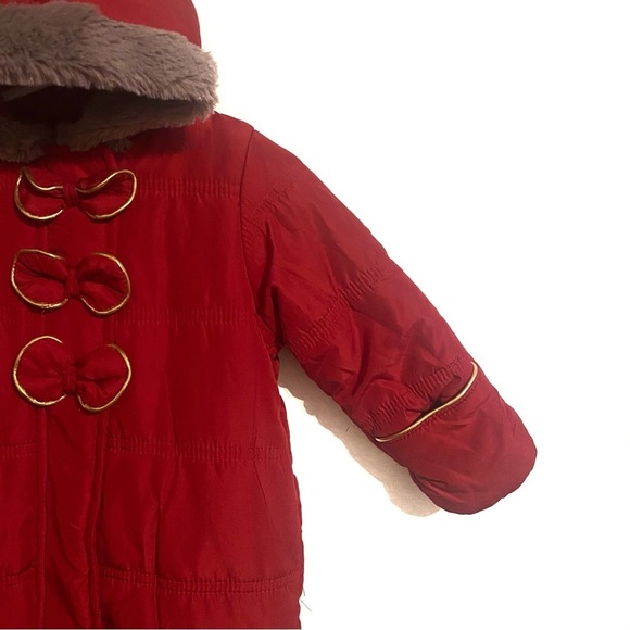 First Impressions Infant Babies Full Body Snow Suit Sz 0-3 Month Girls Bow - Picture 3 of 5